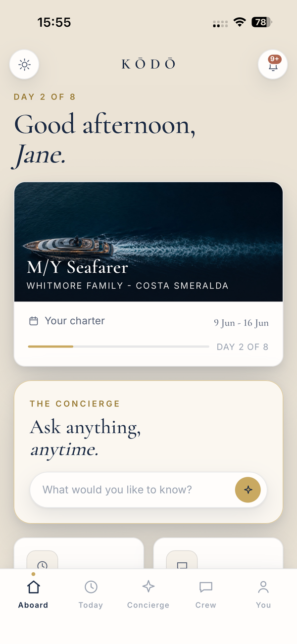 The guest view on a phone: the day's plan and their own preferences